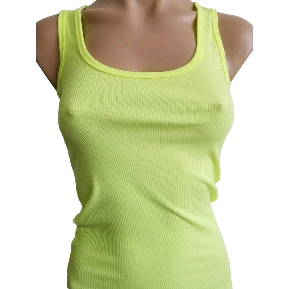 Under Armour Tank Top Heat Gear Neon Yellow Ribbed Size XS